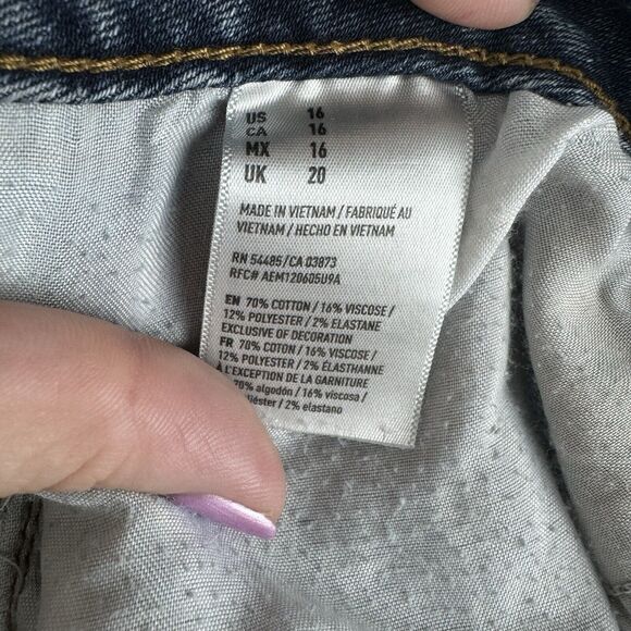 American Eagle Outfitters BOY midi shorts blue super stretch denim size 14 - Picture 5 of 7